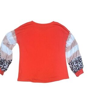 Women’s Coral Leopard Print Balloon Sleeve Top